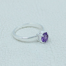 6 MM Round Cut Stone Silver Ring - Citrine, Peridot, Garnet, Amethyst, Onyx Gemstone