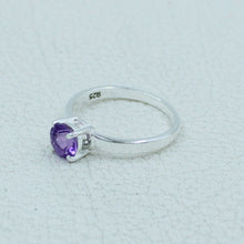 6 MM Round Cut Stone Silver Ring - Citrine, Peridot, Garnet, Amethyst, Onyx Gemstone