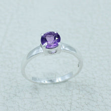 6 MM Round Cut Stone Silver Ring - Citrine, Peridot, Garnet, Amethyst, Onyx Gemstone