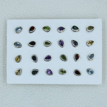Natural Multi Gemstone 12 Pair Studs Earrings