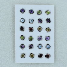 925 Sterling Silver Studs Earrings - Multi Stone 12 Pair Earrings