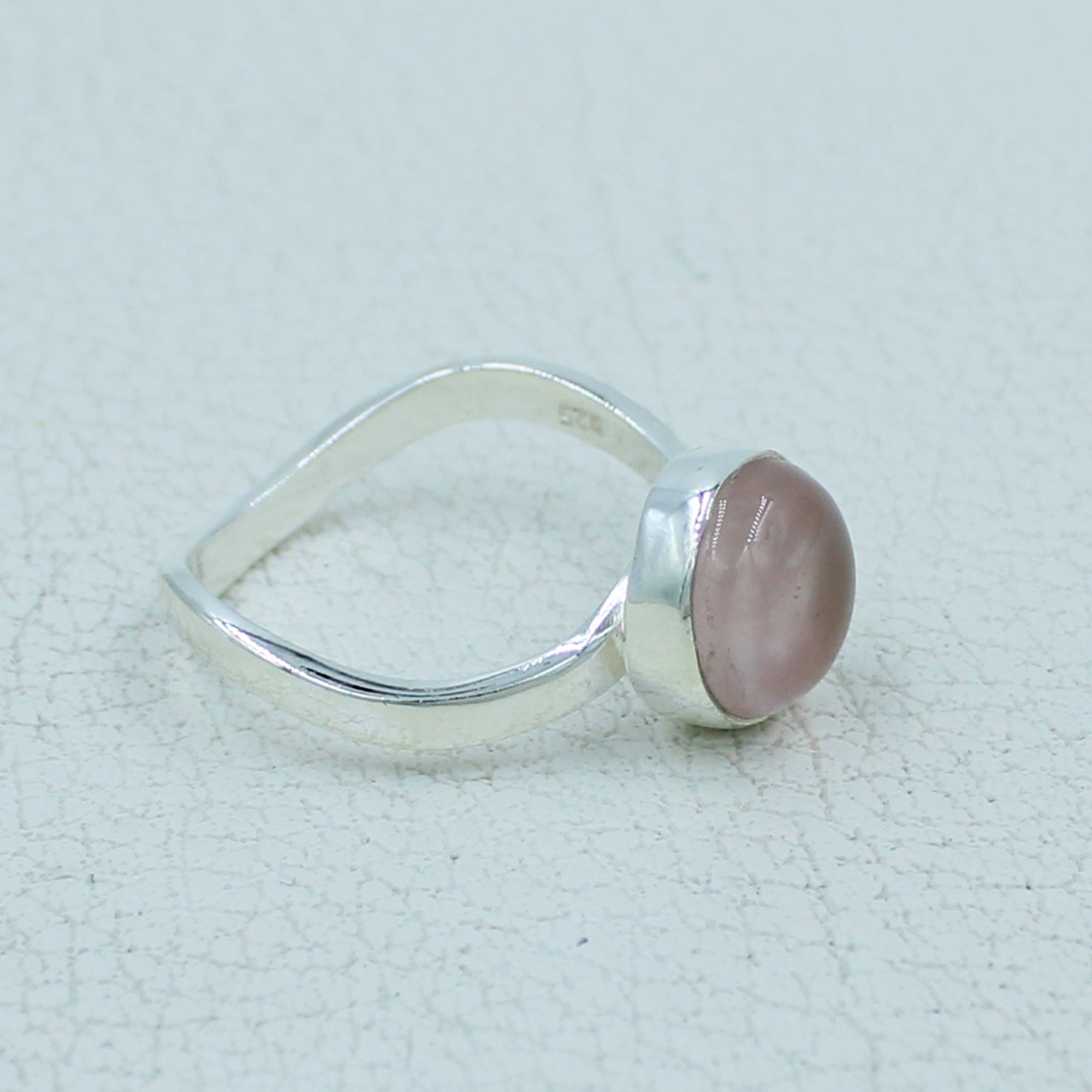 Love Stone Rose Quartz Silver Ring