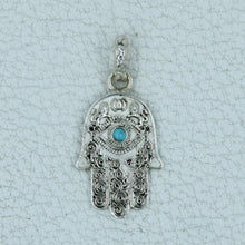 Arizona Turquoise Evil Eye Pendant - Hamsa Hand Silver Pendant