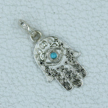 Arizona Turquoise Evil Eye Pendant - Hamsa Hand Silver Pendant