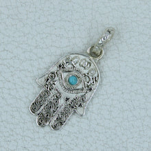 Arizona Turquoise Evil Eye Pendant - Hamsa Hand Silver Pendant