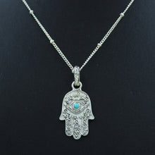 Arizona Turquoise Evil Eye Pendant - Hamsa Hand Silver Pendant