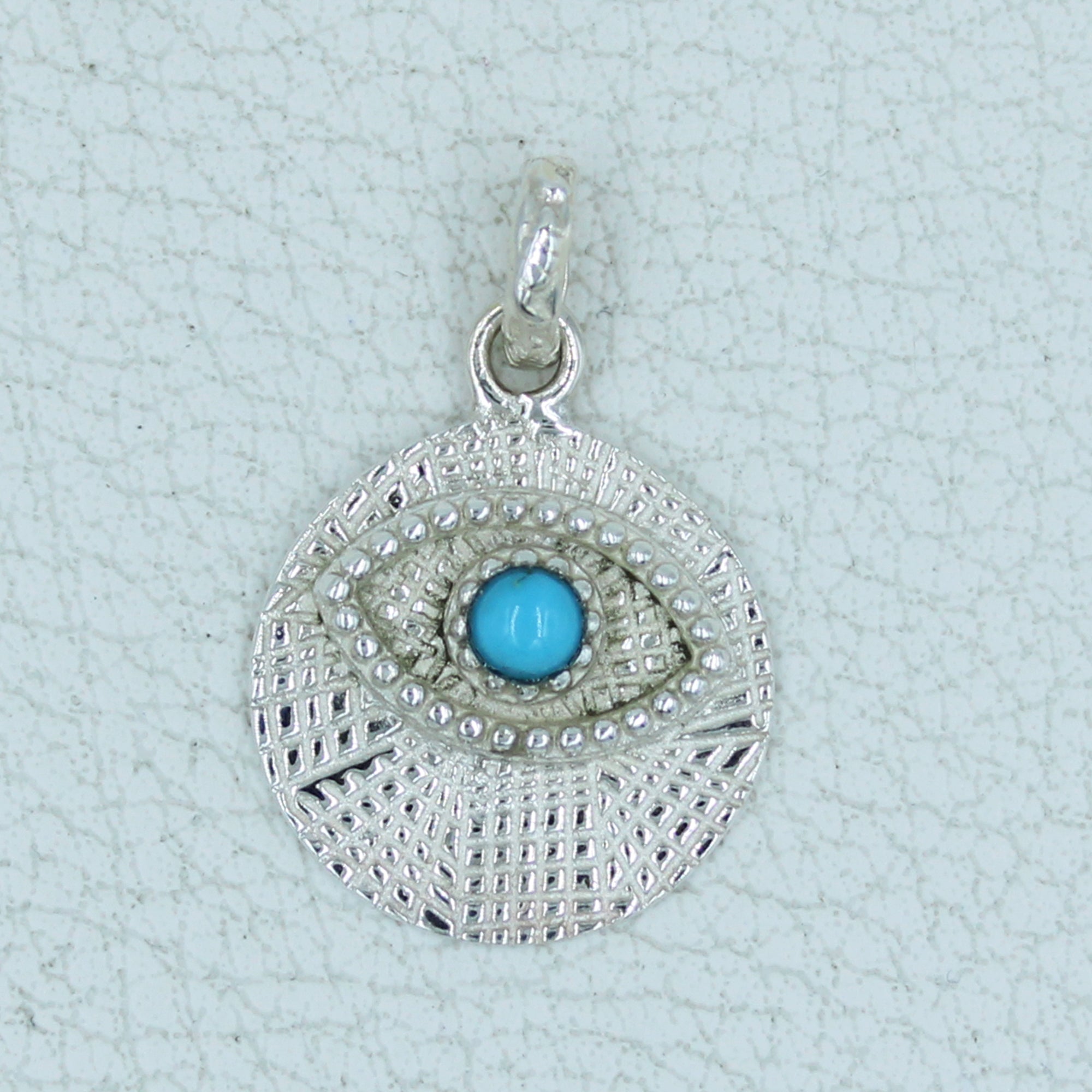 Turquoise Evil Eye Pendant - Turquoise Sterling Silver Jewelry