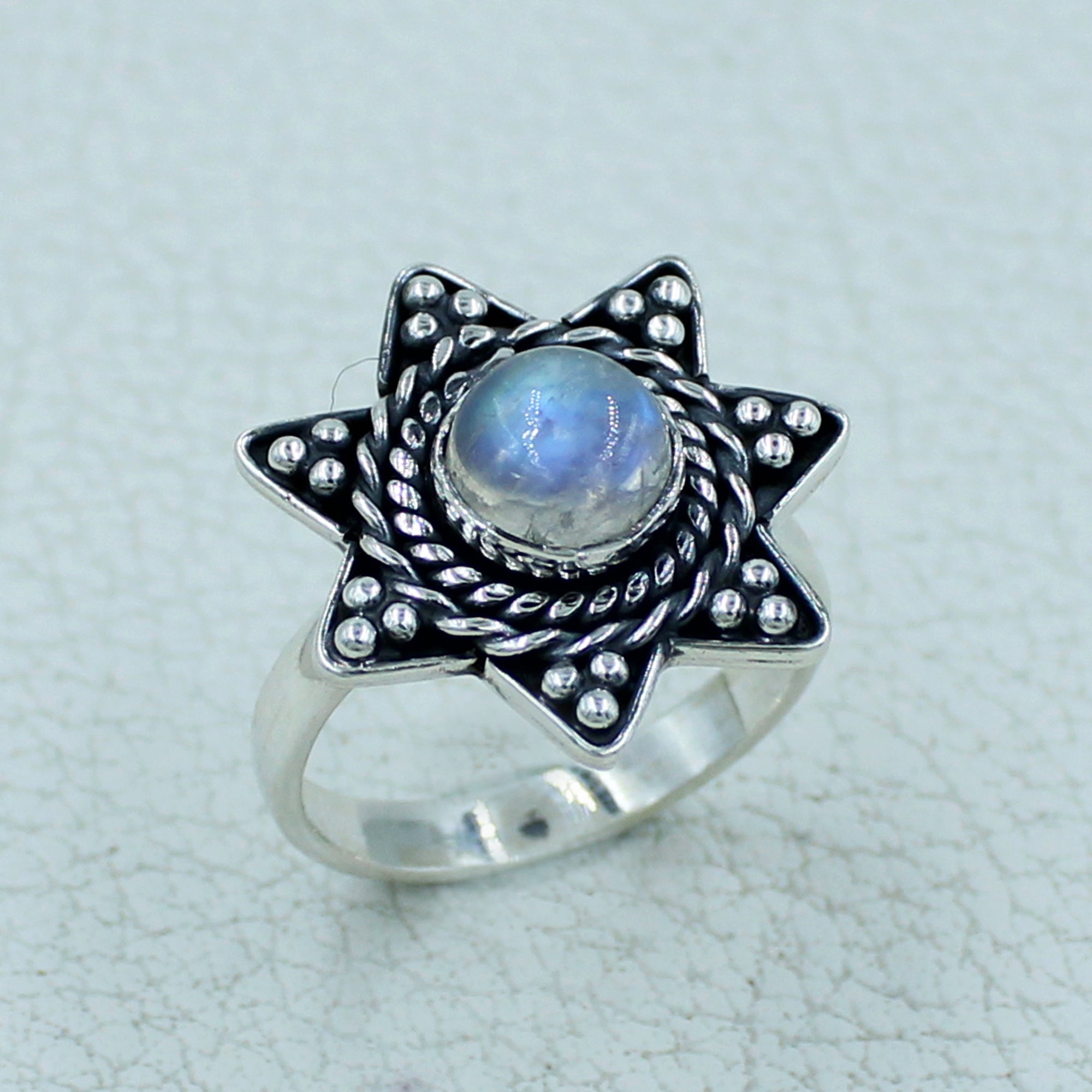 Rainbow Moonstone Designer Sterling Silver Ring