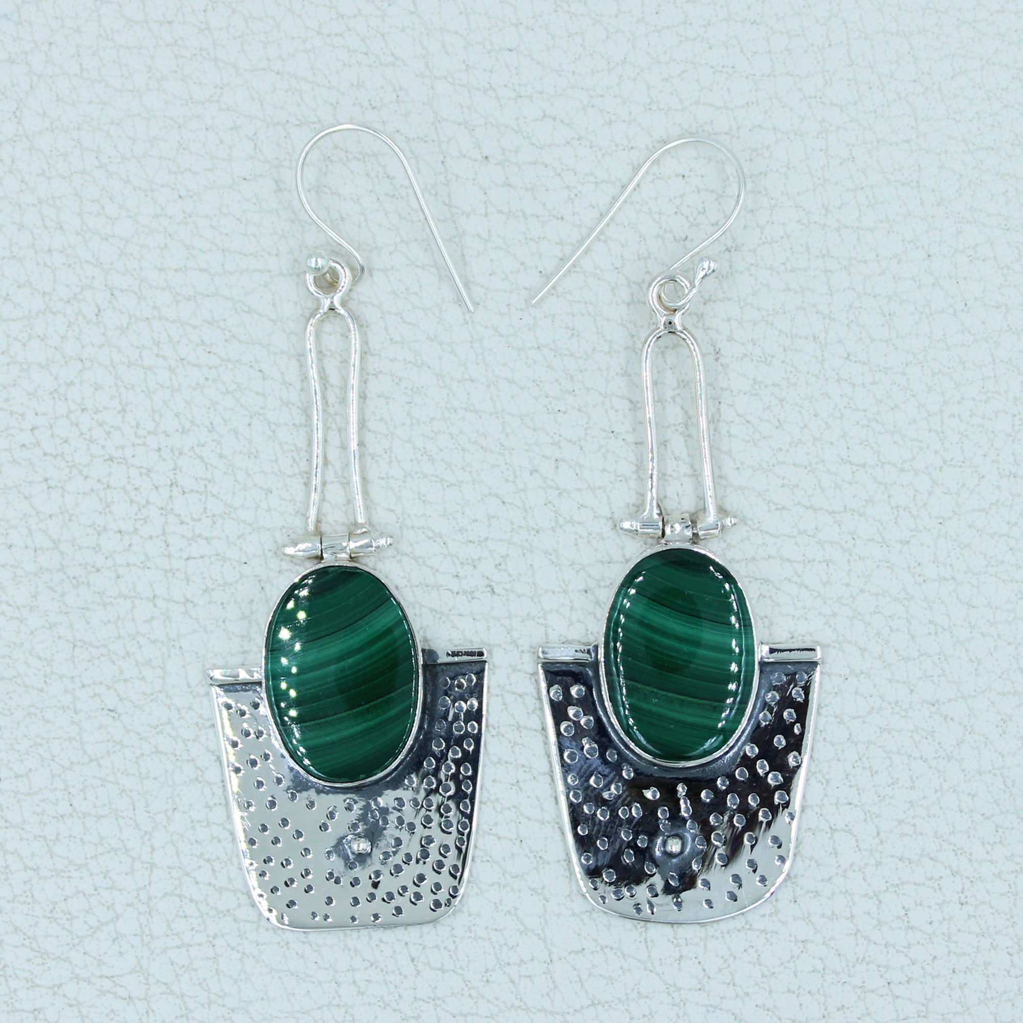 Malachite Gemstone 925 Sterling Silver Drop Earrings