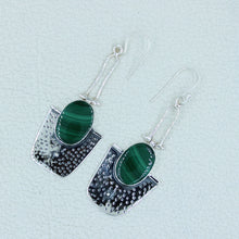 Malachite Gemstone 925 Sterling Silver Drop Earrings