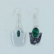 Malachite Gemstone 925 Sterling Silver Drop Earrings