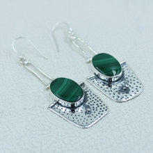 Malachite Gemstone 925 Sterling Silver Drop Earrings