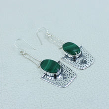 Malachite Gemstone 925 Sterling Silver Drop Earrings