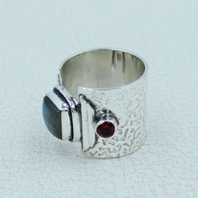 Labradorite Gemstone Silver Textured Ring