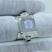 Designer Texture Silver 925 Sterling Moonstone Ring