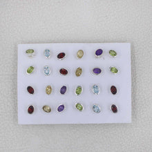 Wholesale 925 Sterling Silver Assorted Gemstone Oval Stud Earrings | 12 Pair Display Set