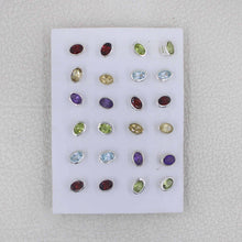 Wholesale 925 Sterling Silver Assorted Gemstone Oval Stud Earrings | 12 Pair Display Set