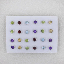 Wholesale 925 Sterling Silver Round Amethyst Stud Earrings | Natural Gemstone Bezel Set