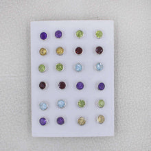 Wholesale 925 Sterling Silver Round Amethyst Stud Earrings | Natural Gemstone Bezel Set