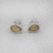 Wholesale 925 Sterling Silver Pear Citrine Stud Earrings | Natural Gemstone Bezel Set