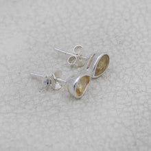 Wholesale 925 Sterling Silver Pear Citrine Stud Earrings | Natural Gemstone Bezel Set
