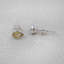 Wholesale 925 Sterling Silver Pear Citrine Stud Earrings | Natural Gemstone Bezel Set