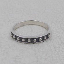 Oxidized Sterling Silver Beaded Band Ring – 925 Silver