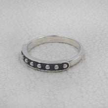 Oxidized Sterling Silver Beaded Band Ring – 925 Silver