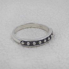 Oxidized Sterling Silver Beaded Band Ring – 925 Silver