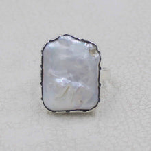 Handcrafted 925 Sterling Silver Mother of Pearl Statement Ring