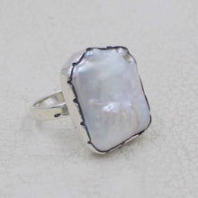 Handcrafted 925 Sterling Silver Mother of Pearl Statement Ring