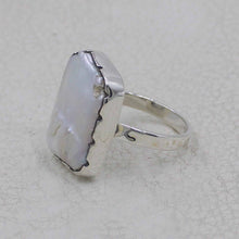 Handcrafted 925 Sterling Silver Mother of Pearl Statement Ring