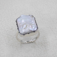 Handcrafted 925 Sterling Silver Mother of Pearl Statement Ring