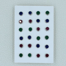 Round Ruby, Emerald, Sapphire Studs Earrings