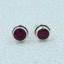 Round Ruby, Emerald, Sapphire Studs Earrings