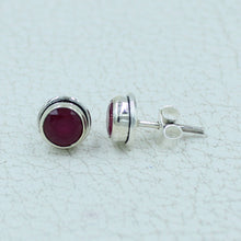 Round Ruby, Emerald, Sapphire Studs Earrings
