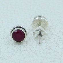 Round Ruby, Emerald, Sapphire Studs Earrings
