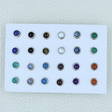12 Pair Multi Gemstone Studs - 925 Silver Women Jewelry