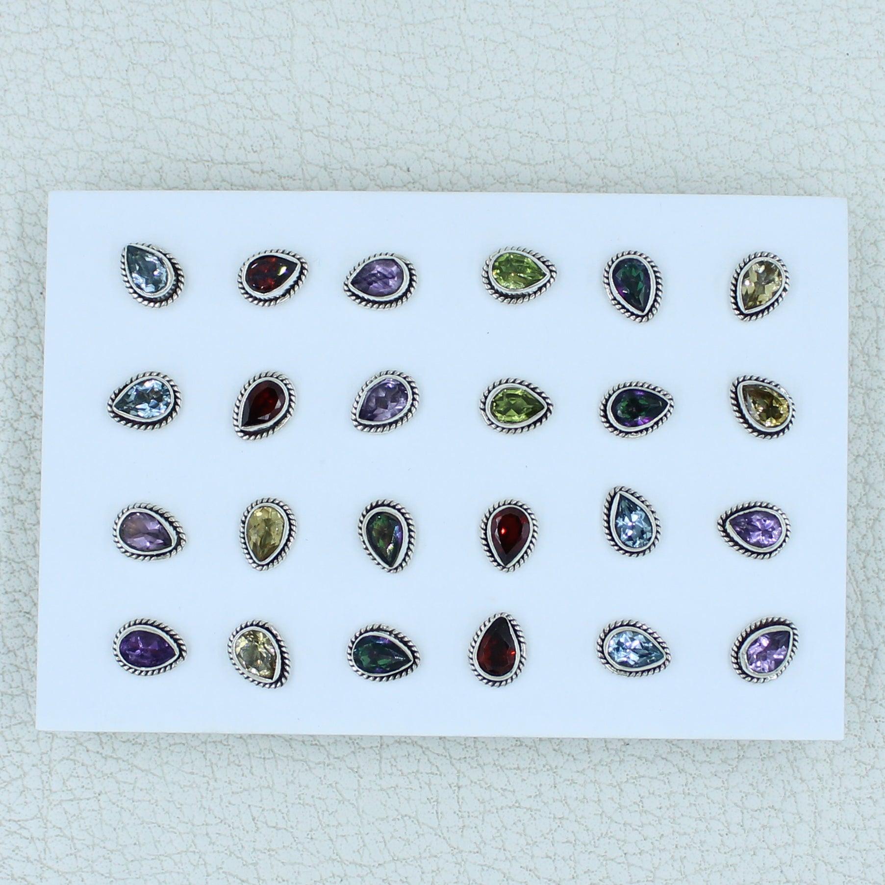 925 Silver 12 Pair Studs Earrings