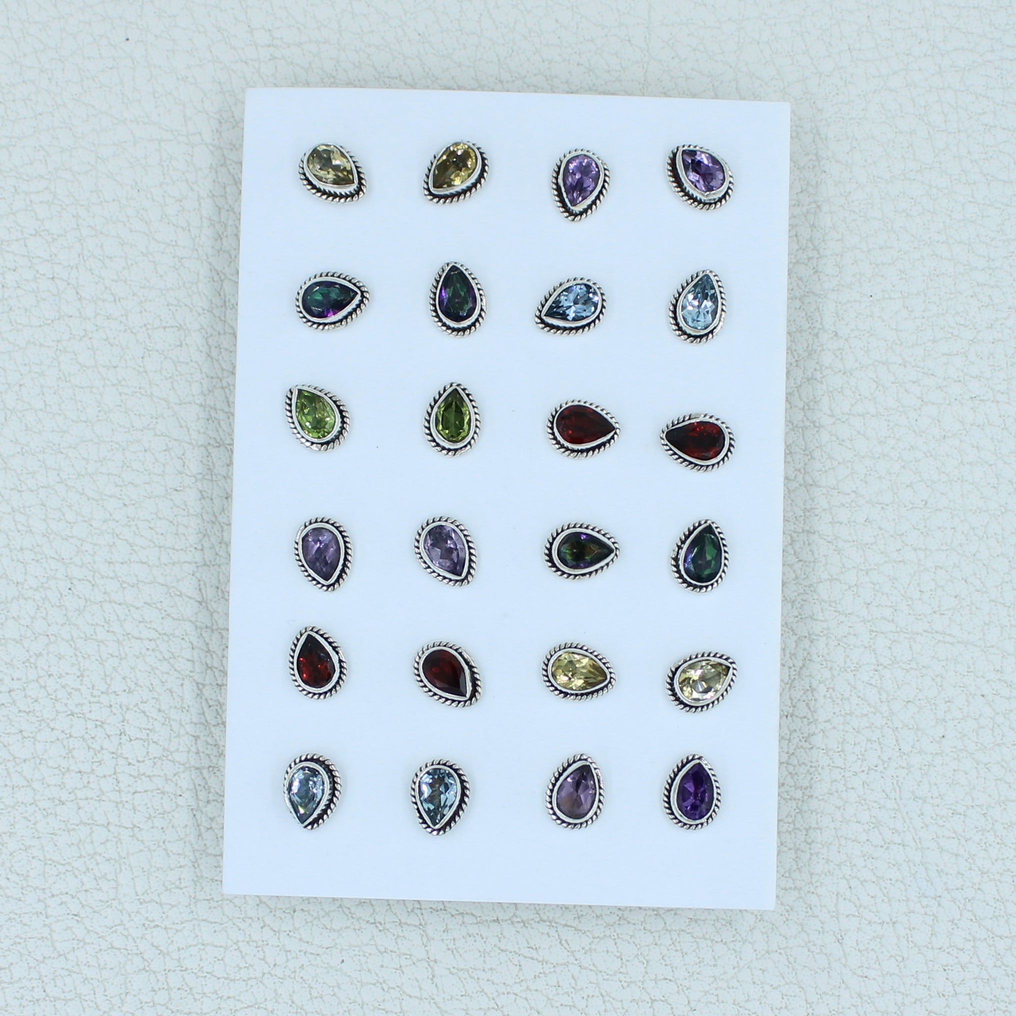 925 Silver 12 Pair Studs Earrings