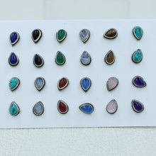 12 Pair Gemstone Studs Earrings - 925 Silver Jewelry