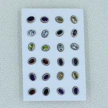Garnet, Amethyst, Citrine, Peridot Gemstone 12 Pair Studs Earrings
