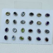 Garnet, Amethyst, Citrine, Peridot Gemstone 12 Pair Studs Earrings