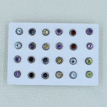 Multi Cut Stone 12 Pair Studs Earrings