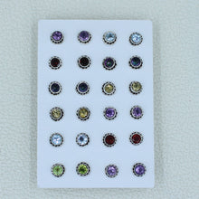 Multi Cut Stone 12 Pair Studs Earrings