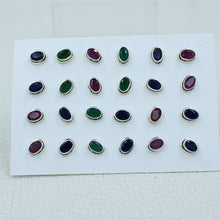 Ruby, Emerald, Sapphire Studs Earrings