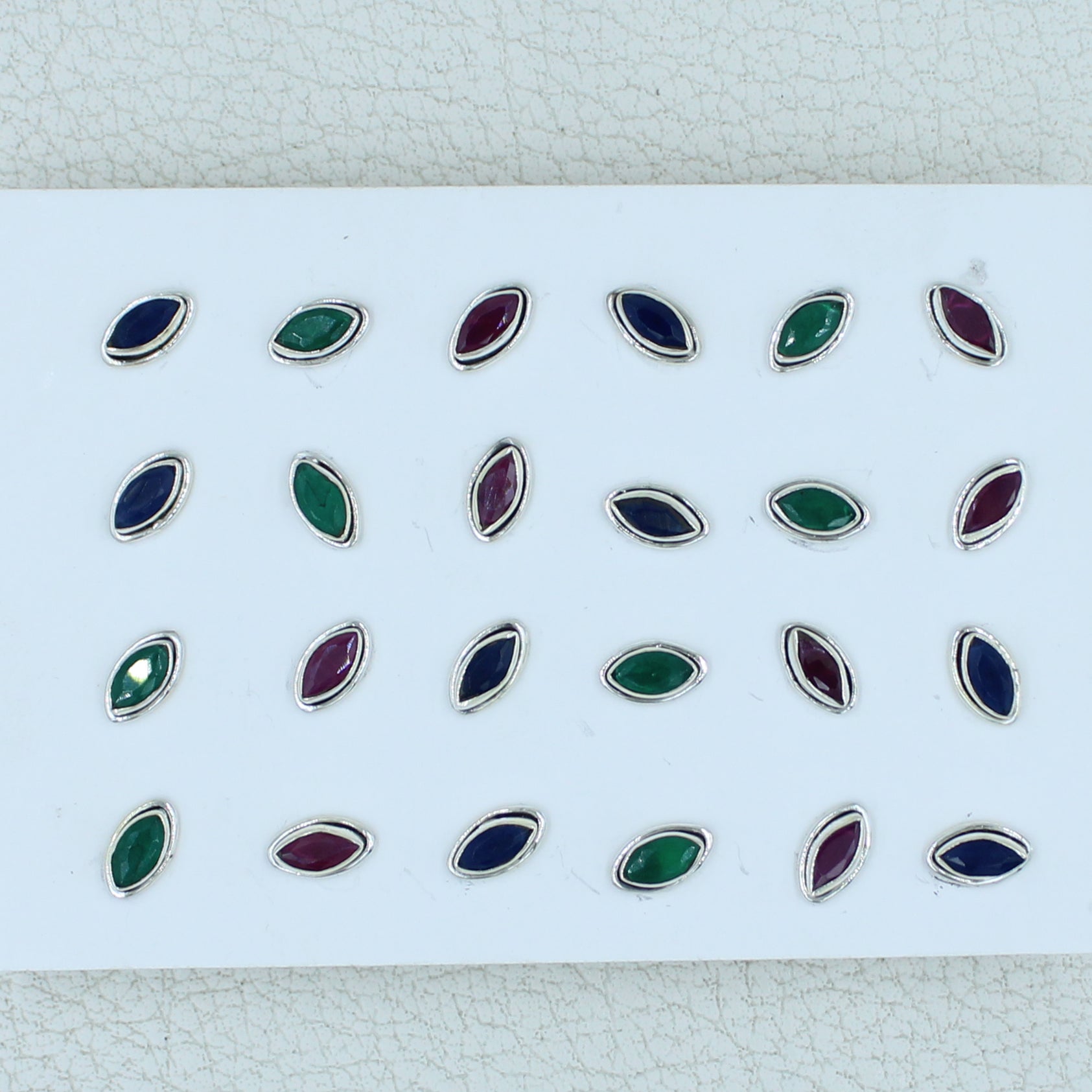 Ruby, Emerald, Sapphire Studs Earrings