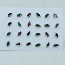 Ruby, Emerald, Sapphire Studs Earrings