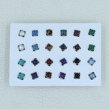 12 Pair Multi Cabochon Studs Earrings