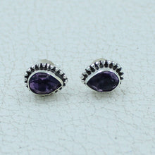 12 Pair Silver Cut Gemstone Studs Earrings